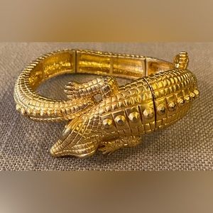 Kenneth Jay Lane Golden Alligator Crocodile Bracelet